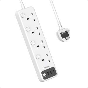Tessan AC Extension 4-Gang 2m 13A & 1xUSBA 2xUSBC 15W TS-B204-C