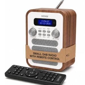 Denver DAB-48W White Wooden FM Radio with Bluetooth