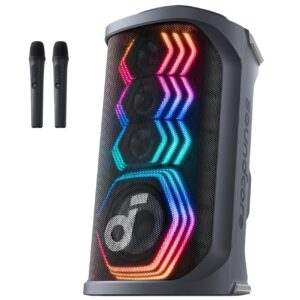 Anker Soundcore Rave 3 S Portable Karaoke Speaker with AI Vocal Removal, Beat Synced Light Show & 2x Wireless Mics