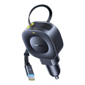Baseus Car Charger 45W VR2 with Retractable Cable Black