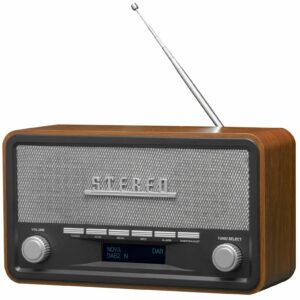 Denver DAB-18 FM Radio with Bluetooth, Alarm, Aux In (Works by Mains or 4xC Batteries)