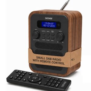Denver DAB-48GR Grey Wooden FM Radio with Bluetooth