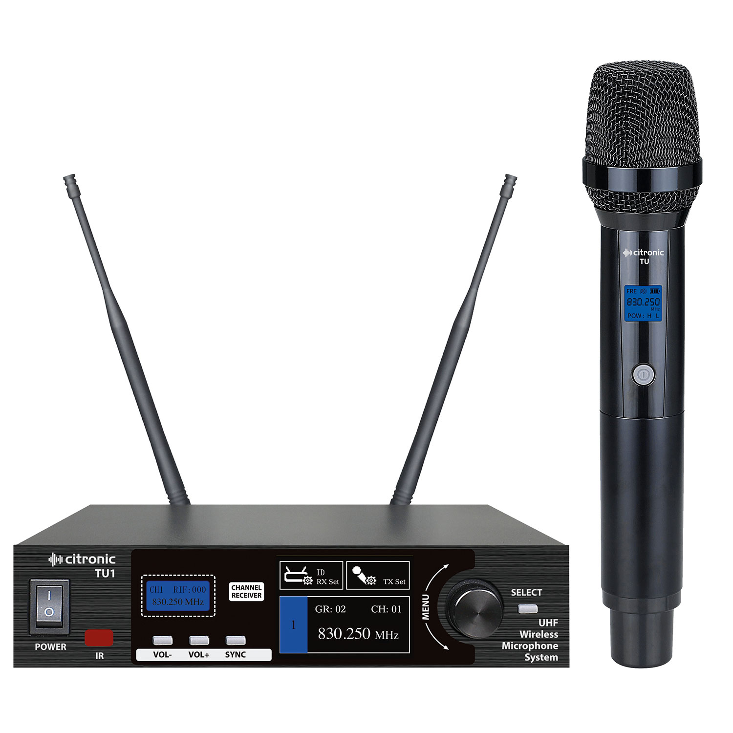 Citronic TU1-H True Diversity Multi-UHF Single Handheld Wireless Microphone 171.031UK