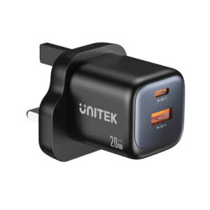 Unitek Charge Wall GaN 20W USBCx1 & USBAx1 UK P1128 Black