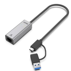 Unitek Converter USB-C to LAN Gigabit Ethernet with USB-A Adaptor Y-3465A