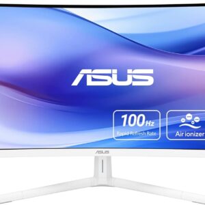 ASUS Monitor EyeCare 34" UWQHD 100Hz VA Curved 1500R Air-Ionizer USB Hub DP HDMI USB-C PD Speakers VU34WCIP-W White