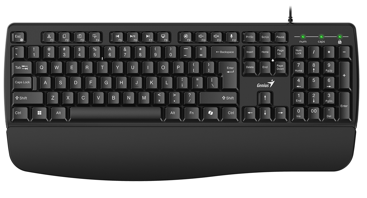Genius Keyboard Wired AI with Palm Rest KB-123 English