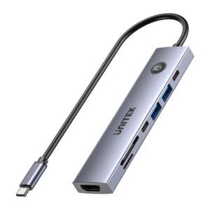 Unitek USB-C Hub 2xUSB-A/USB-C/HDMI/SD/PD100W with ON/OFF Screen Switch H1124A