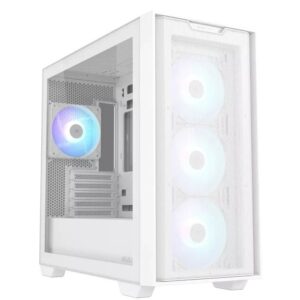 ASUS PC Case Gaming mATX Mesh Front Panel Tempered Glass Side Window 4x Pre-Installed ARGB Fans A21 PLUS White