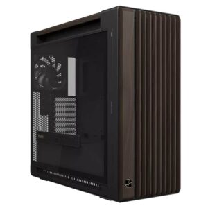 ASUS PC Case ProArt ATX Walnut Wood Front Panel Tempered Glass Side Panel 3x Pre-Installed Fans IR Dust Indicator Type-C PA602 Wood Edition Modern Black TG