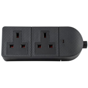 Mercury POWER Extension Trailing Socket Heavy Duty 2-Gang 13A Black 429.620UK