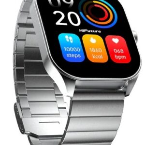HiFuture APEX Silver Premium Metal Design & Executive Style, Ultra-Clear AMOLED Display, 7 Day Battery, IP68