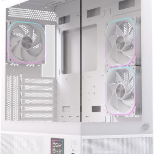 Einarex PC Case ATX S501D RGB , 3x Pre-Installed Fans , Display, White