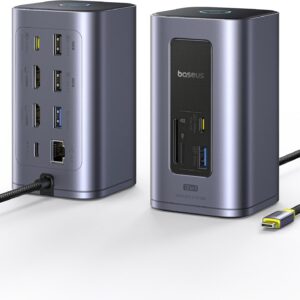 Baseus 12-in-1 USB Hub 2xUSB-C & 4xUSB-A 2 x 4K HDMI Gb Lan SD PD100W