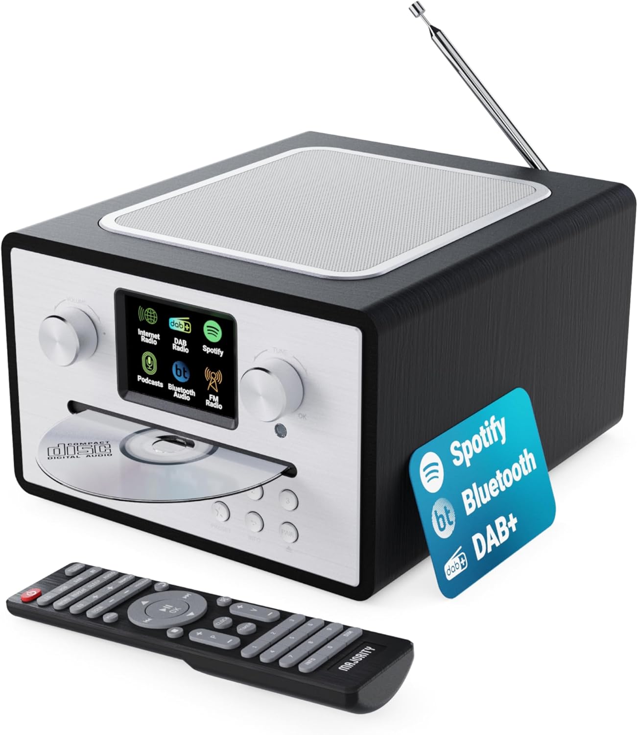 Majority Radio HOMERTON 2 FM,CD Player,BT,Spotify,USB Black