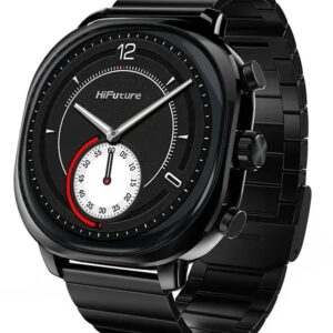 HiFuture AIX Black Swiss Inspired Elegance Stainless Steel SmartWatch, Gorilla Glass, 10 Day Battery, 1ATM