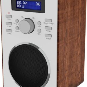 Majority BARTON Walnut FM/DAB Radio with Dual Alarm & LED Display
