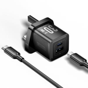 Vention Charger Wall GaN 30W 1xA 1xC+USBC Cable Black TZ-FEQB0-UK-01
