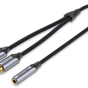 Vention 3.5mm Female to 2-RCA Female Cable Braided Aluminium 0.3m BCOHY