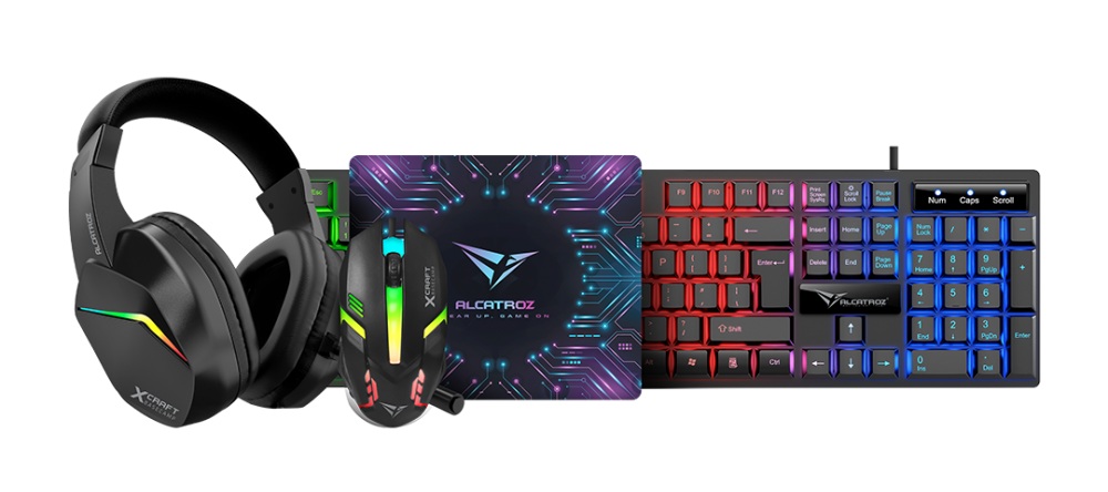 Alcatroz X-Craft 4in1 Gaming Set Keyb+Mouse+Mat+H/set BASECAMP Black