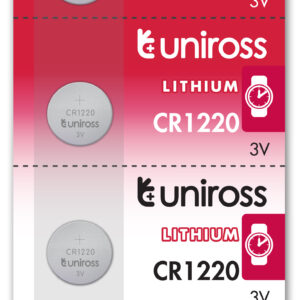 Uniross CR1220 Button Cell Lithium Battery 5pack