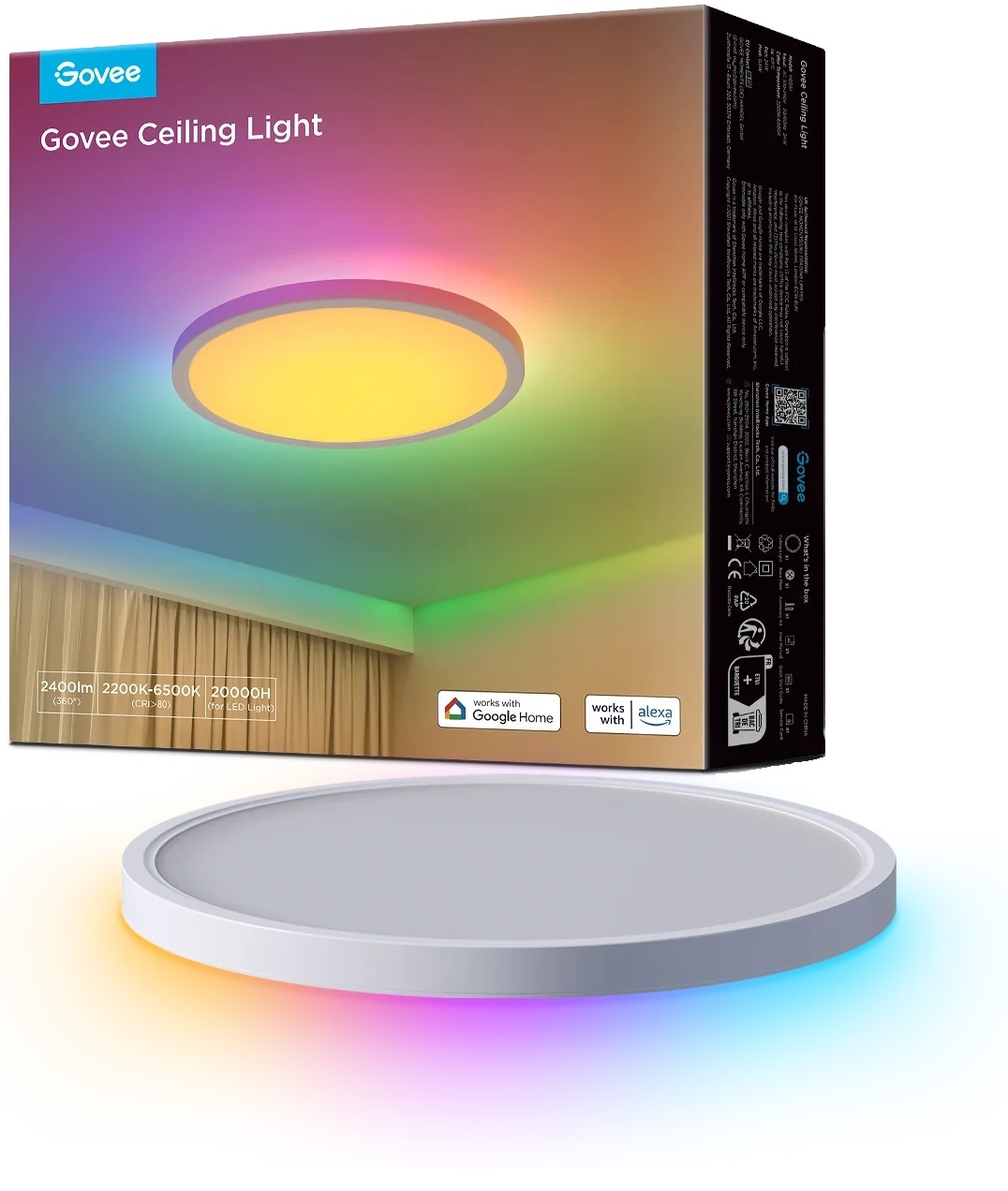 Govee Lamp Ceiling Smart LED 12inch Round Light RGBWW + RGBIC H80A1C01