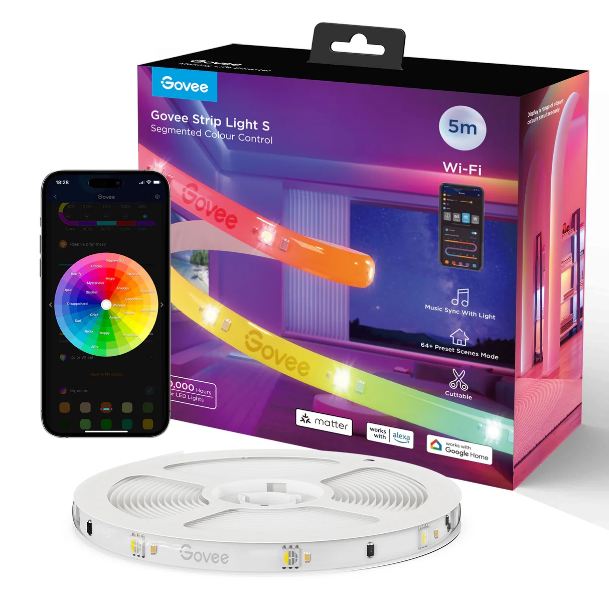 Govee LED Light Strip RGBIC Smart WiFi & BT w/Protective Coating 10m (Matter)