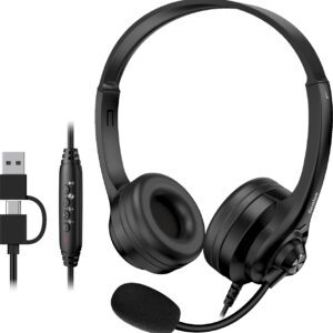 Genius PC Headset USB-A+C InLine Control & Ultra Soft Foam Cushions HS-235U AI (A+C)