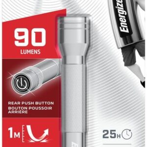 Energizer Light Torch 90 Lumens 25 Hrs & Rear Push Button (2AA) - Metal Light