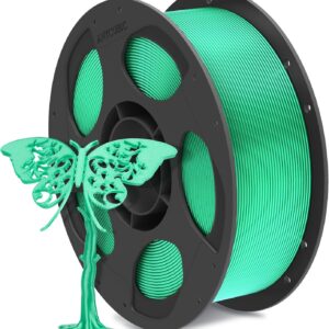Anycubic PLA Silk Filament Green 1Kg. Ideal Usage: Display models, figurines, cosplay armor/props, vases, jewelry, and decorative items where a premium, metallic, or glossy aesthetic is desired.