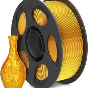 Anycubic PLA Silk Filament Gold 1Kg. Ideal Usage: Display models, figurines, cosplay armor/props, vases, jewelry, and decorative items where a premium, metallic, or glossy aesthetic is desired.