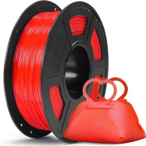 Anycubic TPU Filament Clear Red 1Kg. Ideal Usage: Phone cases, custom gaskets, footwear prototypes, RC car tires, and vibration dampeners.