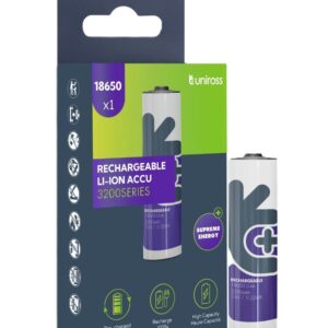 Uniross U1BT1832 18650 Rechargeable Lithium Battery 3200mAh (1pc)