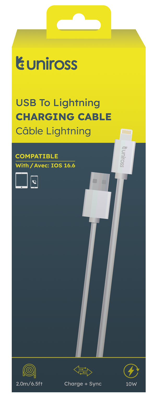 Uniross Cable USB-A to Lightning USB Cable 2.0m UCA003