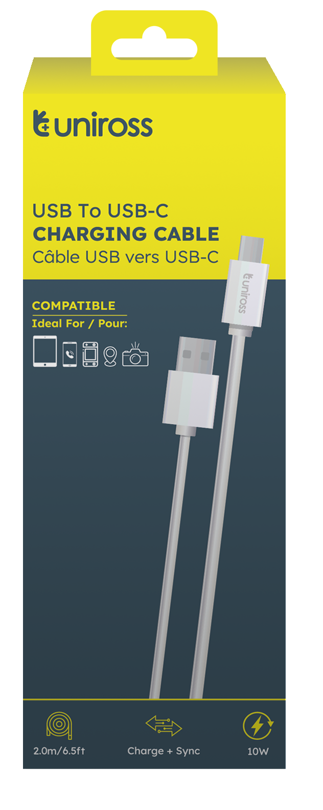 Uniross Cable USB-A to USB-C Cable 2.0m UCA005