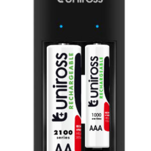 Uniross UCU001A USB Compact Mini Charger with 2x AA 1000 Batteries
