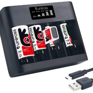 Uniross UCU008 Fast 2hr USB Charger for AA/AAA/C/D/9V (can Charge up to 5 batteries at the same time)