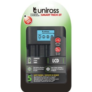 Uniross UCX007 Smart Tech Fast Charger (2-3 hours) for 11 Types of NiMH and Lithium Batteries