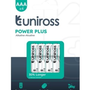Uniross Alkaline AAA Power Plus Batteries 4 Pcs (New)