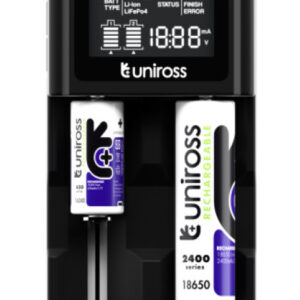 Uniross UCX004 Smart Fast Charger (2-3 hrs) for 24 Types of NiMH & Lithium Batteries (USB & 12V Powered) with LCD Display