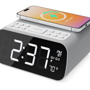 Majority Darwin Bedside Radio with Alarm Clock, Wireless Charger, FM, Bluetooth & Built-in Thermometer