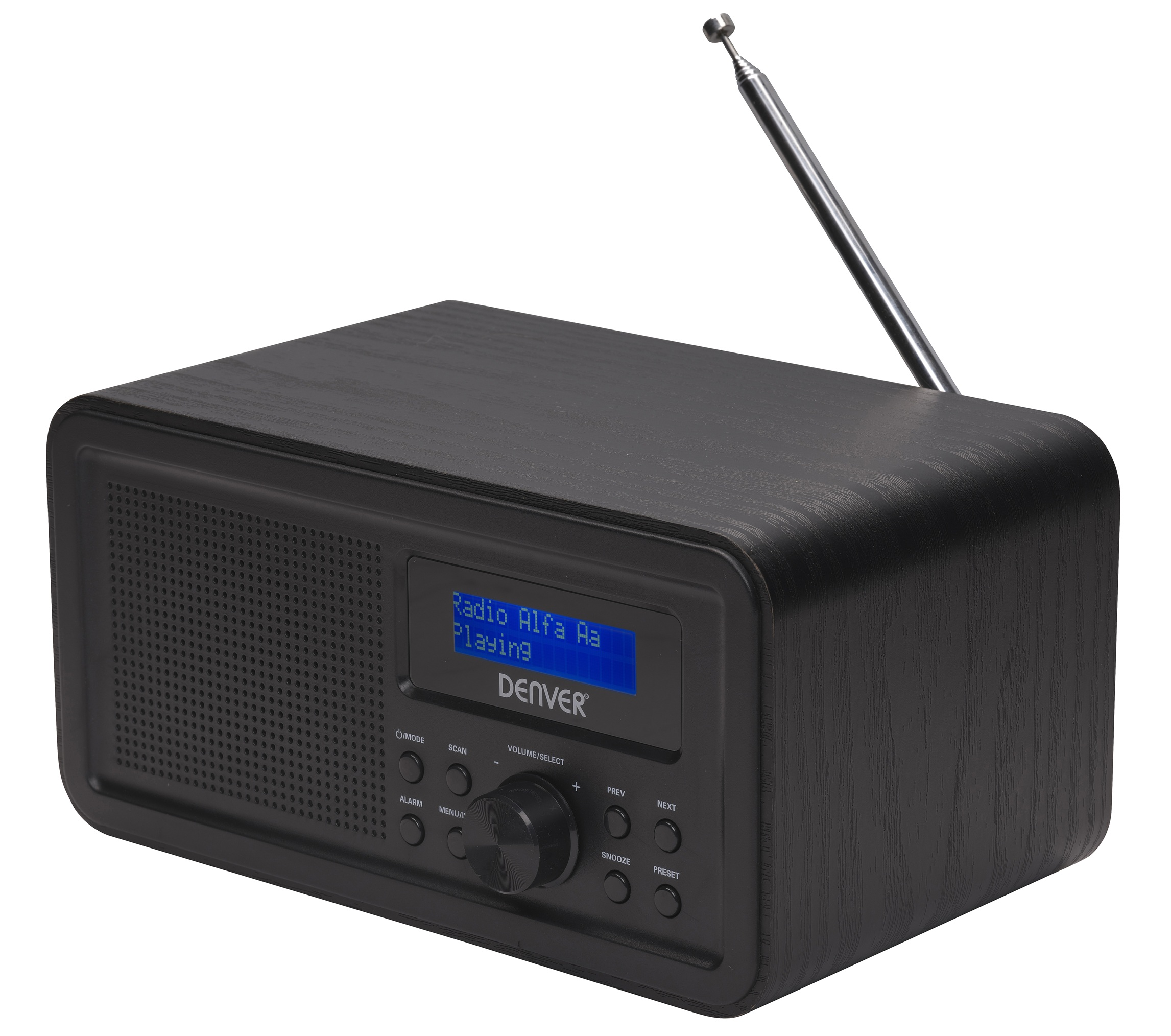 Denver DAB-30B Black FM Radio with Aux, Headphone out (Works with Mains or 4xAA Batteries)