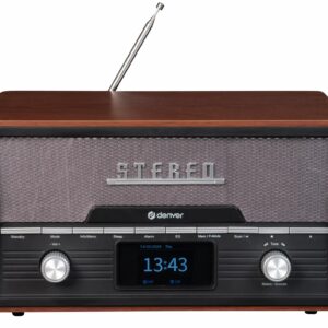 Denver MDA-525DW Dark Wood Retro Style Music System with CD, Bluetooth, FM Radio