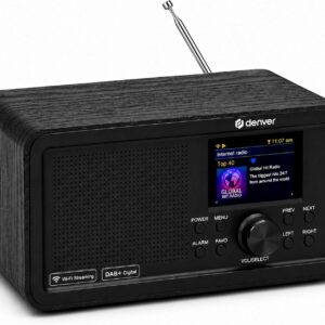 Denver DIR-200 WiFi Internet Radio with FM, Bluetooth & Colour Display (Works via Mains or 4xAA Batteries)