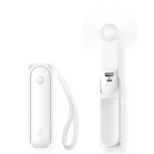 Jisulife F8X Plus White Portable Personal Fan with Lanyard & Powerbank function to Charge you Phone