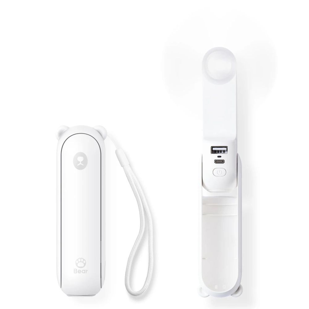 Jisulife F8X Plus White Portable Personal Fan with Lanyard & Powerbank function to Charge you Phone