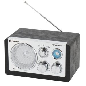 Denver TR-63B Black FM/AM Radio With Analogue Tuning (Works via Mains or 4xAA Batteries)