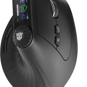 Transformers Mouse Wireless , Vertical Ergonomic, Tri-Mode Bluetooth/2.4G/Wired, LED Screen , Knob Control TF-VM02 Black