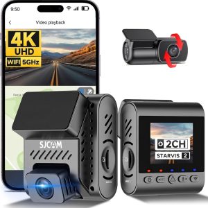SJCAM M60S 4K Dash Cam, Equipped with STARVIS 2 HDR Night Vision Dashcam Front and Rear Camera Built-in WiFi G-Sensor 24/7 Recording Parking Mode 2CH