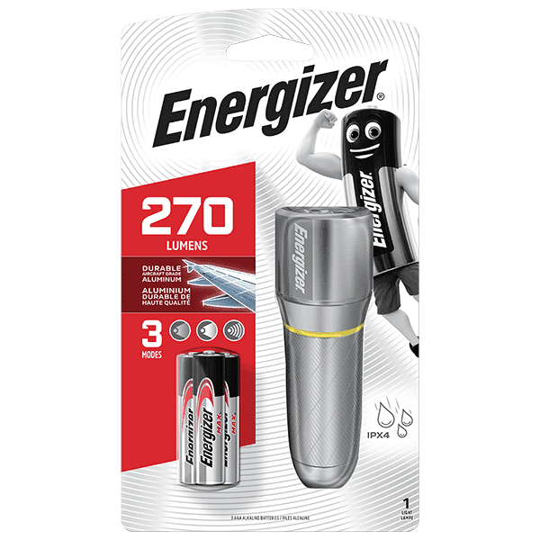 Energizer Vision HD Metal Torch Light 270 Lumens (3xAAA)